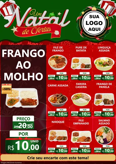 Modelo de Encarte para Encarte A4 Vertical com o tema Um Natal de Ofertas para Restaurante