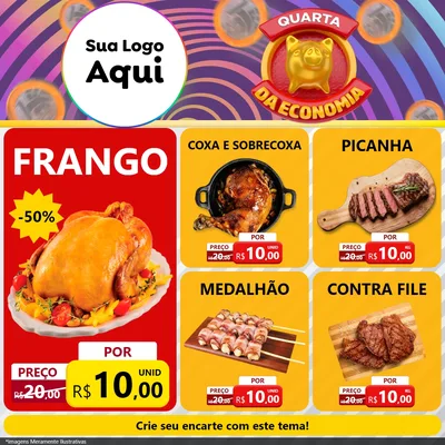 Modelo de Rede Social para Feed Facebook com o tema Quarta da Economia para Assados