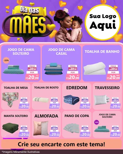 Modelo de Rede Social para Feed Instagram com o tema Dia das Mães para Cama, Mesa e Banho
