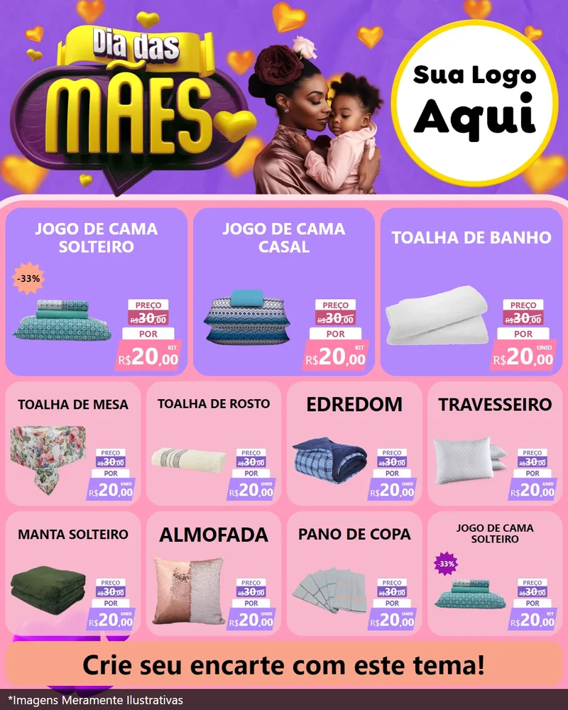 Modelo de Rede Social para Feed Instagram com o tema Dia das Mães para Cama, Mesa e Banho