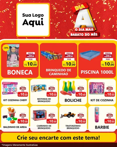 Modelo de Rede Social para Feed Instagram com o tema Dia A o Dia Mais Barato do Mês para Brinquedos