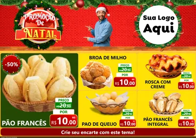 Modelo de Encarte para Encarte A4 Horizontal com o tema Promoção de Natal para Padaria