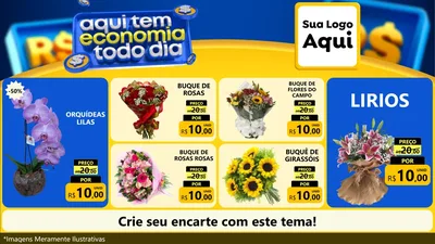 Modelo de TV para TV Horizontal com o tema Aqui Tem Economia Todo Dia para Floricultura e jardim