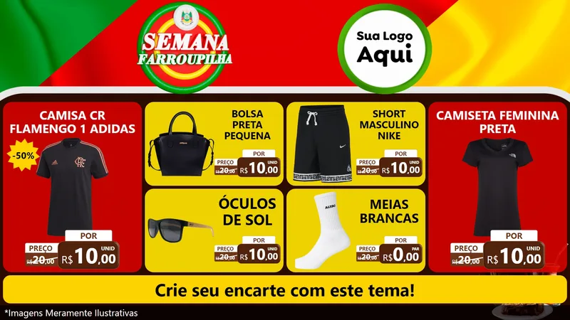 Modelo de TV para TV Horizontal com o tema Semana Farroupilha para Roupas e acessórios