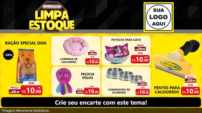 Modelo de TV para TV Horizontal com o tema Operação Limpa Estoque para Pet Shop