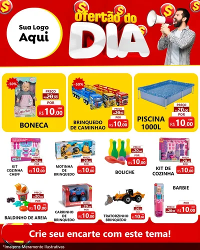 Modelo de Rede Social para Feed Instagram com o tema Ofertão do dia para Brinquedos