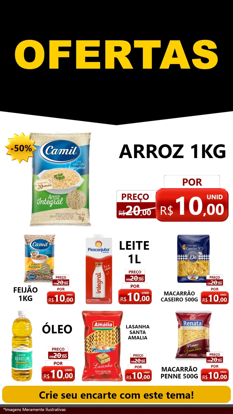 Modelo de Rede Social para Stories com o tema Ofertas Preto e Vermelho Cartaz para Supermercado