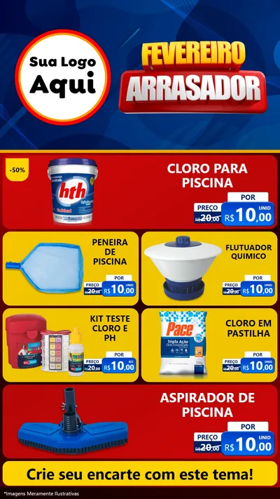 Modelo de TV para TV Vertical com o tema Fevereiro Arrasador para Produtos para Piscina