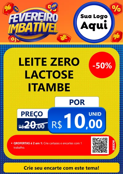 Modelo de Cartaz para Cartaz A4 Vertical com o tema Fevereiro Imbatível para Frios e Laticínios
