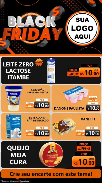 Modelo de TV para TV Vertical com o tema Black Friday para Frios e Laticínios
