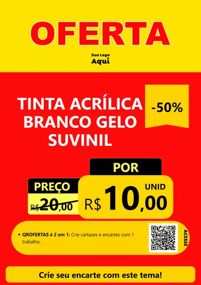 Modelo de Cartaz para Cartaz A4 Vertical com o tema OFERTA - Vermelho Cartaz para Tintas e Ferramentas