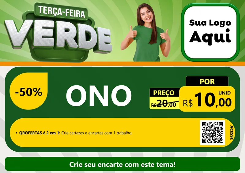 Modelo de Cartaz para Cartaz A4 Horizontal com o tema Terça - Feira Verde para Óticas