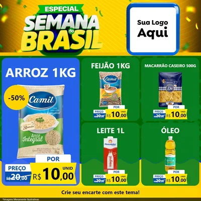 Modelo de Rede Social para Feed Facebook com o tema Especial Semana do Brasil para Supermercado