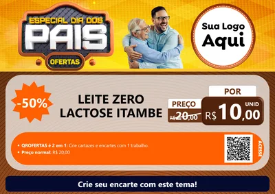Modelo de Cartaz para Cartaz A4 Horizontal com o tema Especial Dia dos Pais para Frios e Laticínios
