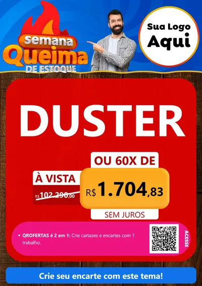 Modelo de Cartaz para Cartaz A4 Vertical com o tema Semana Queima de Estoque para Concessionaria de Carros
