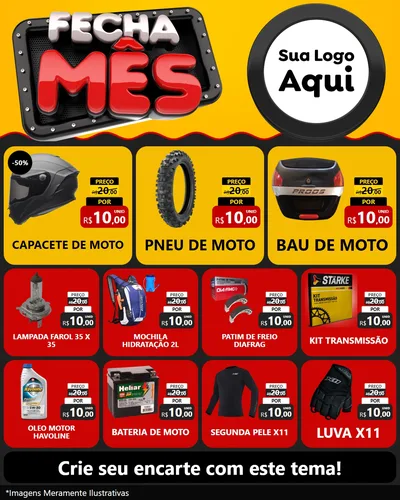Modelo de Rede Social para Feed Instagram com o tema Fecha Mês para Moto peças