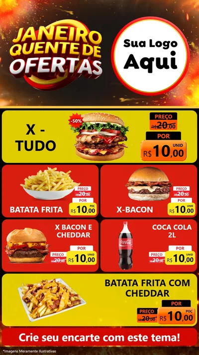 Modelo de TV para TV Vertical com o tema Janeiro Quente de Ofertas para Hamburgueria