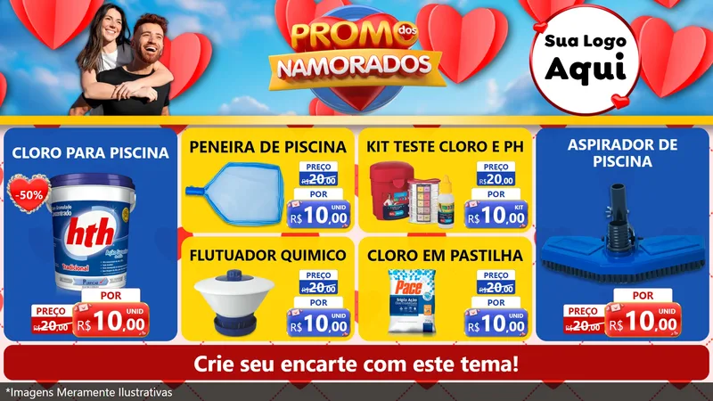 Modelo de TV para TV Horizontal com o tema Promo dos Namorados para Produtos para Piscina