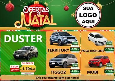 Modelo de Encarte para Encarte A4 Horizontal com o tema Ofertas de Natal para Concessionaria de Carros