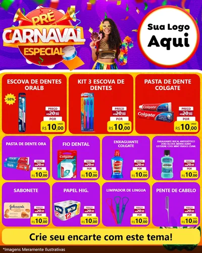 Modelo de Rede Social para Feed Instagram com o tema Pré-Carnaval Especial para Higiene Pessoal