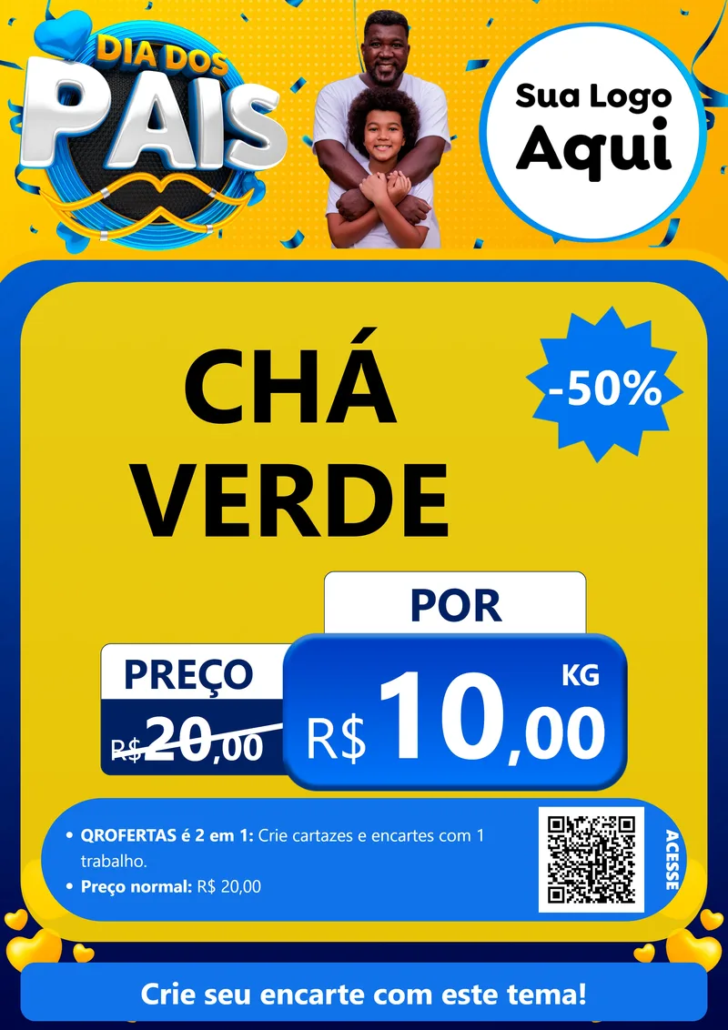 Modelo de Cartaz para Cartaz A4 Vertical com o tema Dia dos Pais para Produtos Naturais