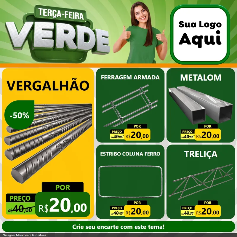 Modelo de Rede Social para Feed Facebook com o tema Terça - Feira Verde para Ferragens