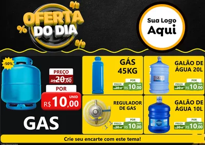 Modelo de Encarte para Encarte A4 Horizontal com o tema Oferta Do Dia para Água e gás