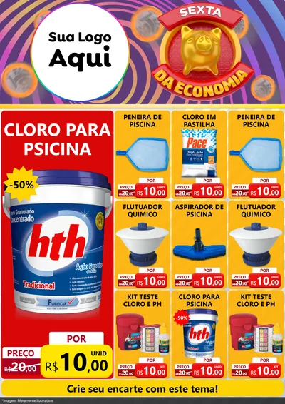 Modelo de Encarte para Encarte A4 Vertical com o tema Sexta da Economia para Produtos para Piscina