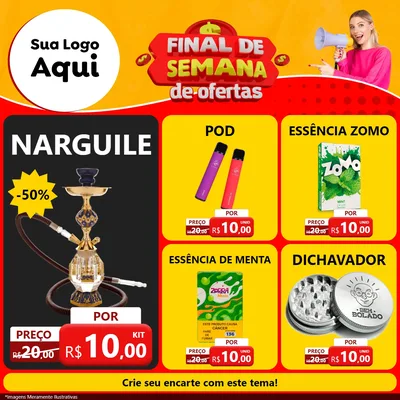 Modelo de Rede Social para Feed Facebook com o tema Final de Semana de Ofertas para Tabacaria