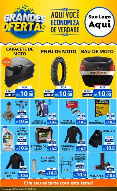Modelo de Encarte para Encarte Grande com o tema Grandes Ofertas para Moto peças