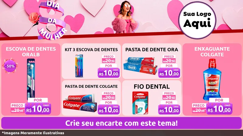 Modelo de TV para TV Horizontal com o tema Dia da Mulher para Higiene Pessoal