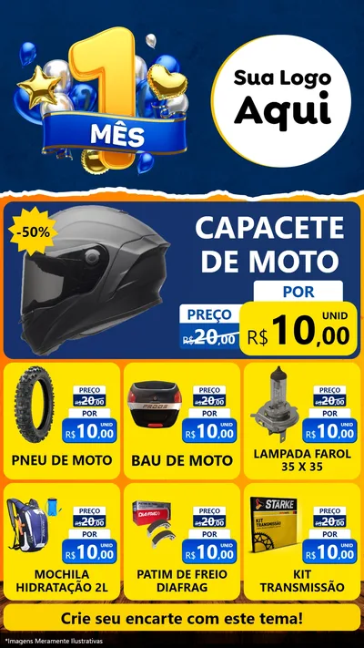 Modelo de Rede Social para Stories com o tema Um Mês de Aniversário para Moto peças