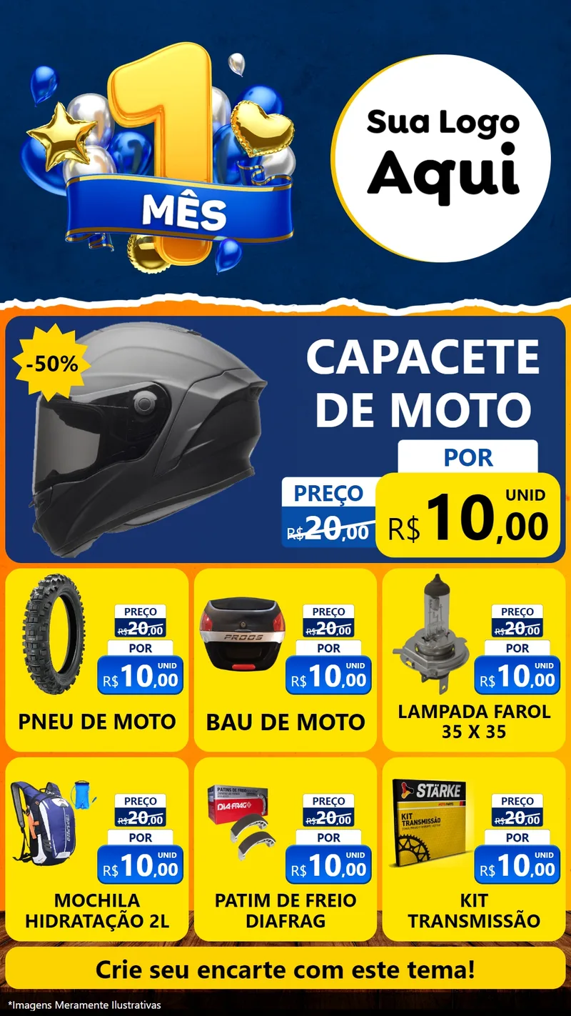 Modelo de Rede Social para Stories com o tema Um Mês de Aniversário para Moto peças
