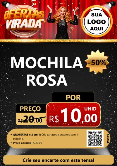 Modelo de Cartaz para Cartaz A4 Vertical com o tema Ofertas da Virada para Papelaria