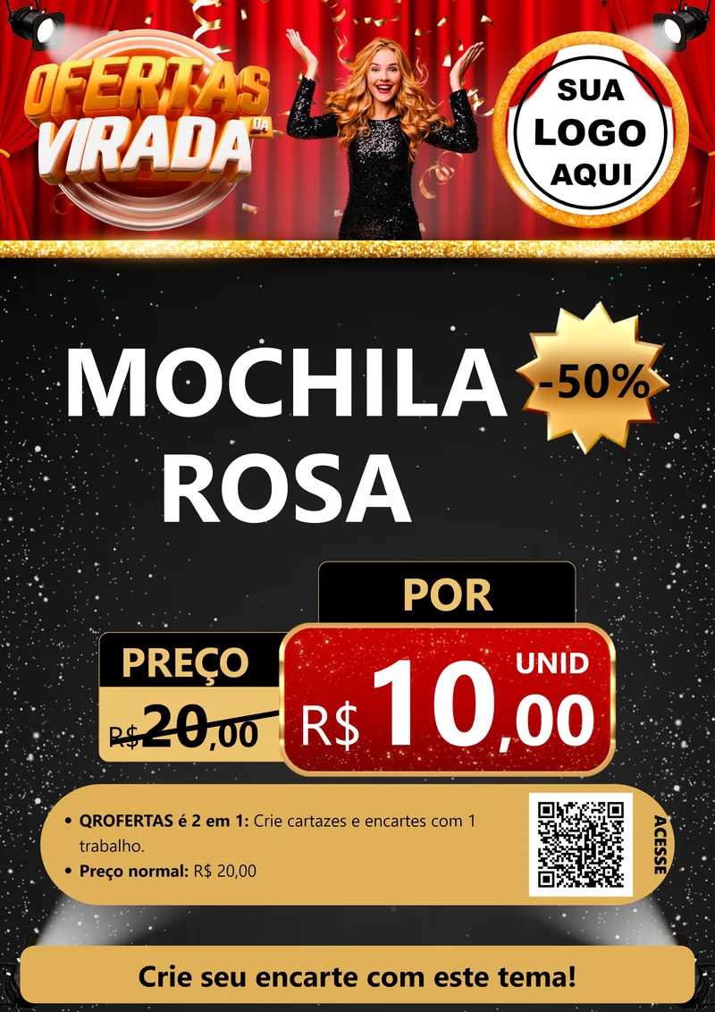 Modelo de Cartaz para Cartaz A4 Vertical com o tema Ofertas da Virada para Papelaria