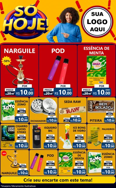 Modelo de Encarte para Encarte Grande com o tema Só Hoje! para Tabacaria