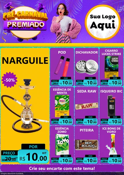 Modelo de Encarte para Encarte A4 Vertical com o tema Pré-Carnaval Premiado para Tabacaria