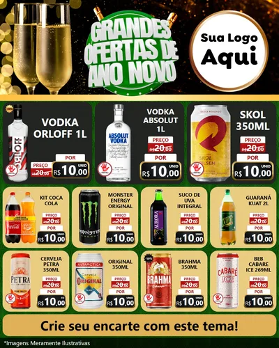 Modelo de Rede Social para Feed Instagram com o tema Grandes Ofertas de Ano Novo para Distribuidora de bebidas