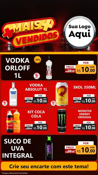 Modelo de TV para TV Vertical com o tema Mais Vendidos para Distribuidora de bebidas