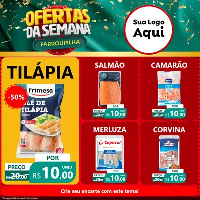 Modelo de Rede Social para Feed Facebook com o tema Ofertas da Semana Farroupilha para Peixaria