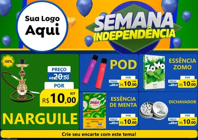 Modelo de Encarte para Encarte A4 Horizontal com o tema Semana da Independência para Tabacaria