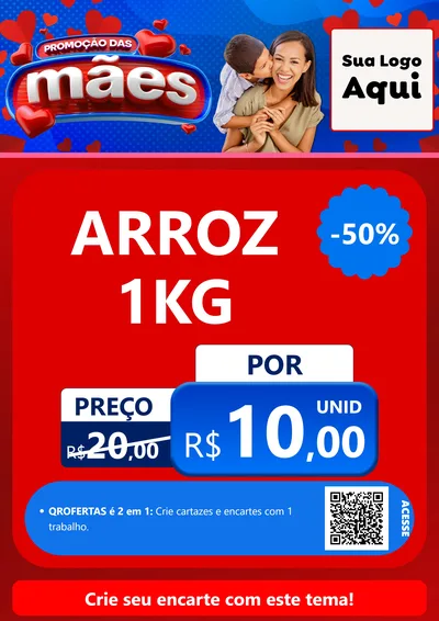 Modelo de Cartaz para Cartaz A4 Vertical com o tema Promoção das Mães para Supermercado