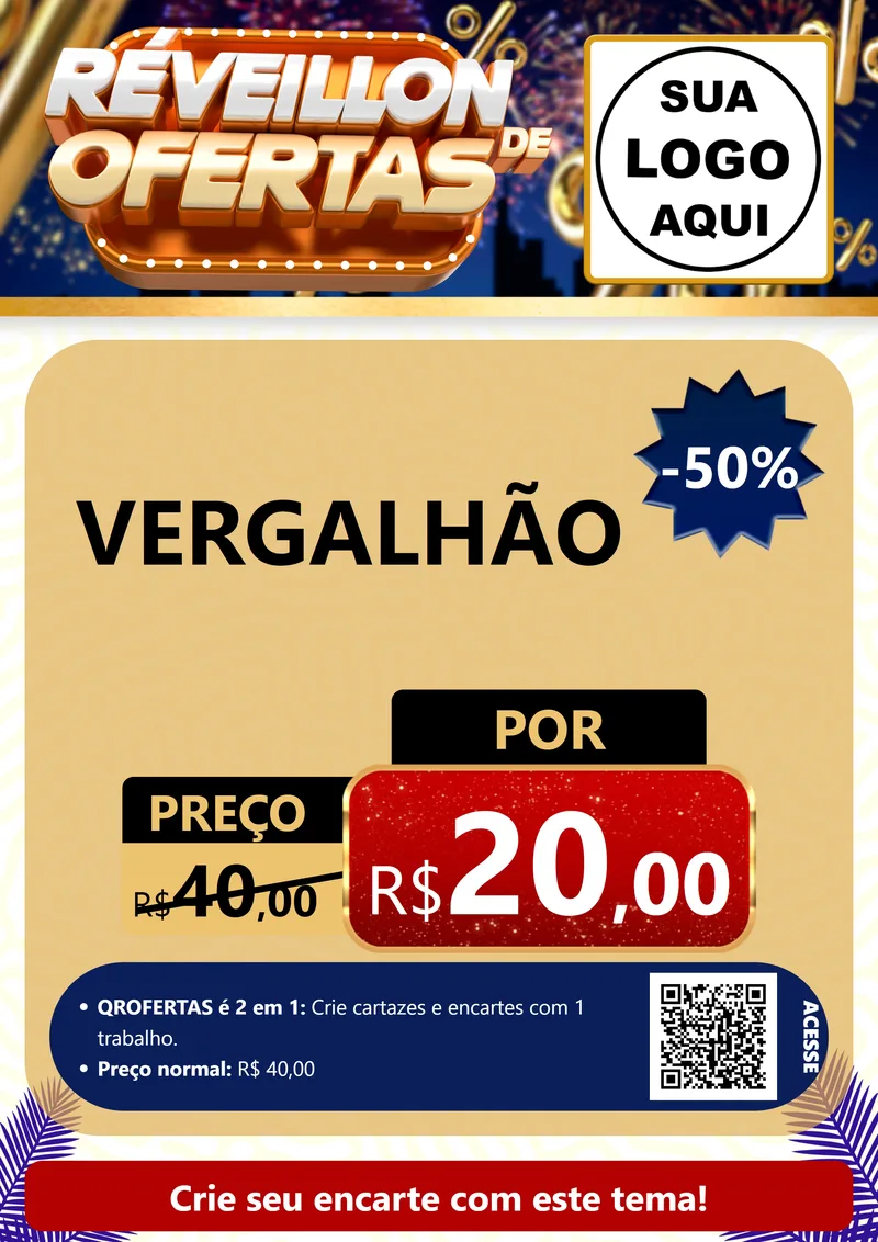 Modelo de Cartaz para Cartaz A4 Vertical com o tema Réveillon de Ofertas para Ferragens
