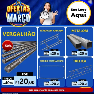 Modelo de Rede Social para Feed Facebook com o tema Ofertas de Março para Ferragens