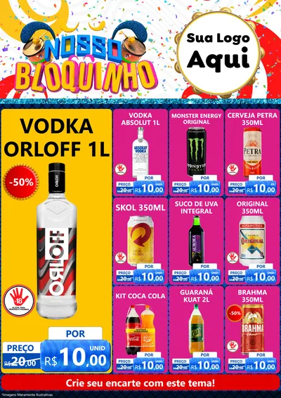 Modelo de Encarte para Encarte A4 Vertical com o tema Nosso Bloquinho para Distribuidora de bebidas