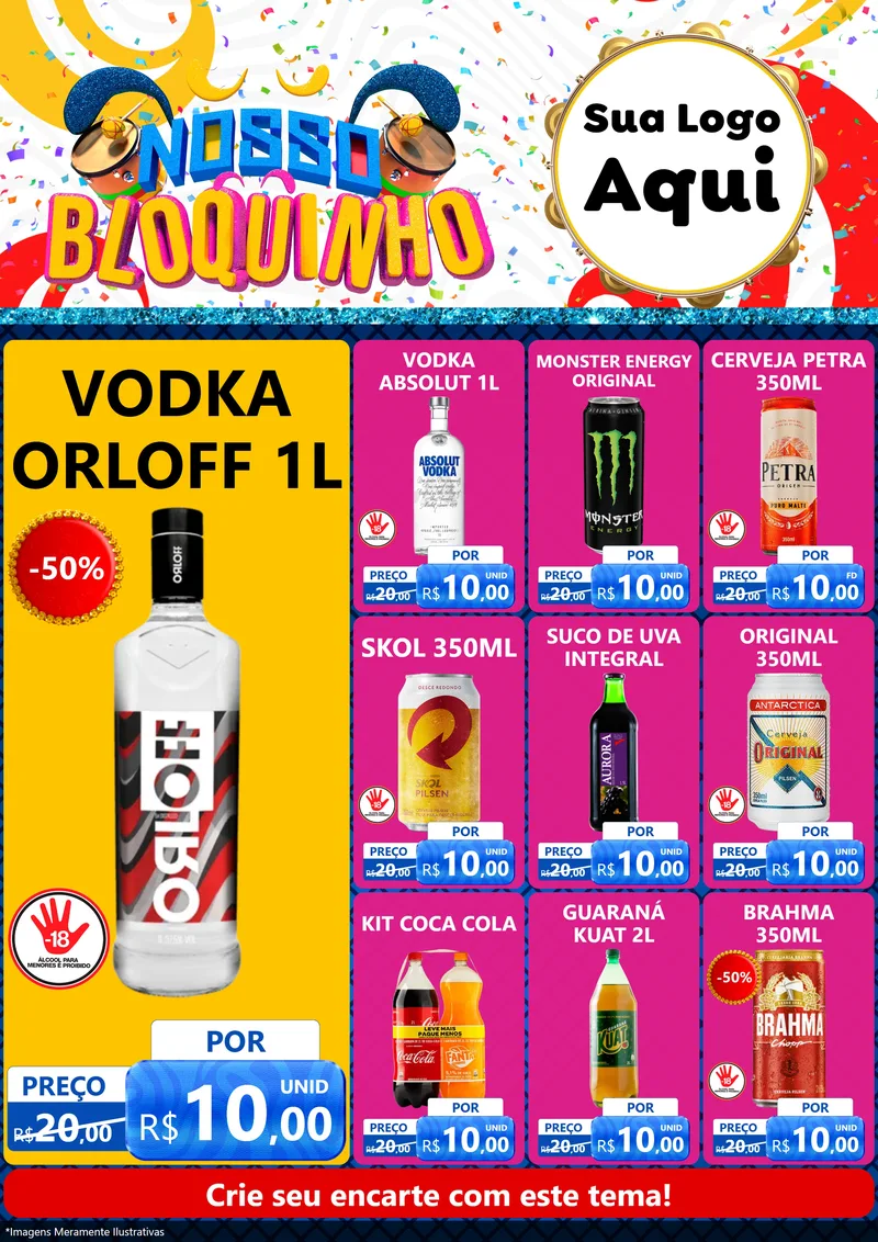 Modelo de Encarte para Encarte A4 Vertical com o tema Nosso Bloquinho para Distribuidora de bebidas