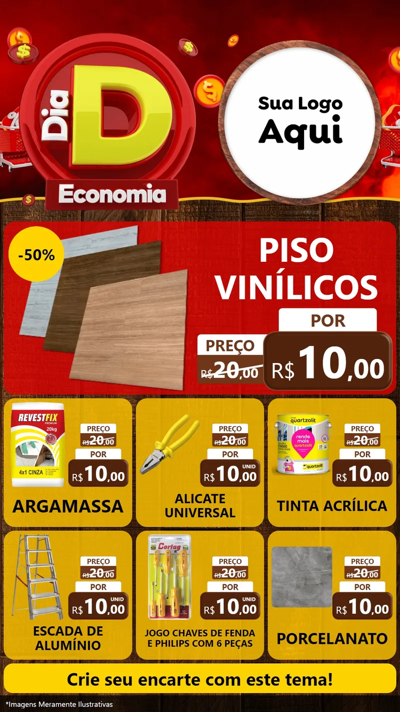 Modelo de Rede Social para Stories com o tema Dia D Economia para Material para Construção