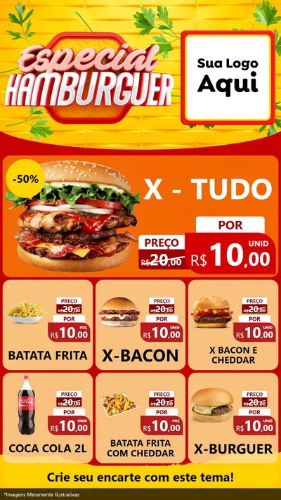Modelo de Rede Social para Stories com o tema Especial Hamburguer para Hamburgueria