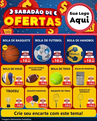 Modelo de Rede Social para Feed Instagram com o tema Sabadão de Ofertas para Artigos Esportivos