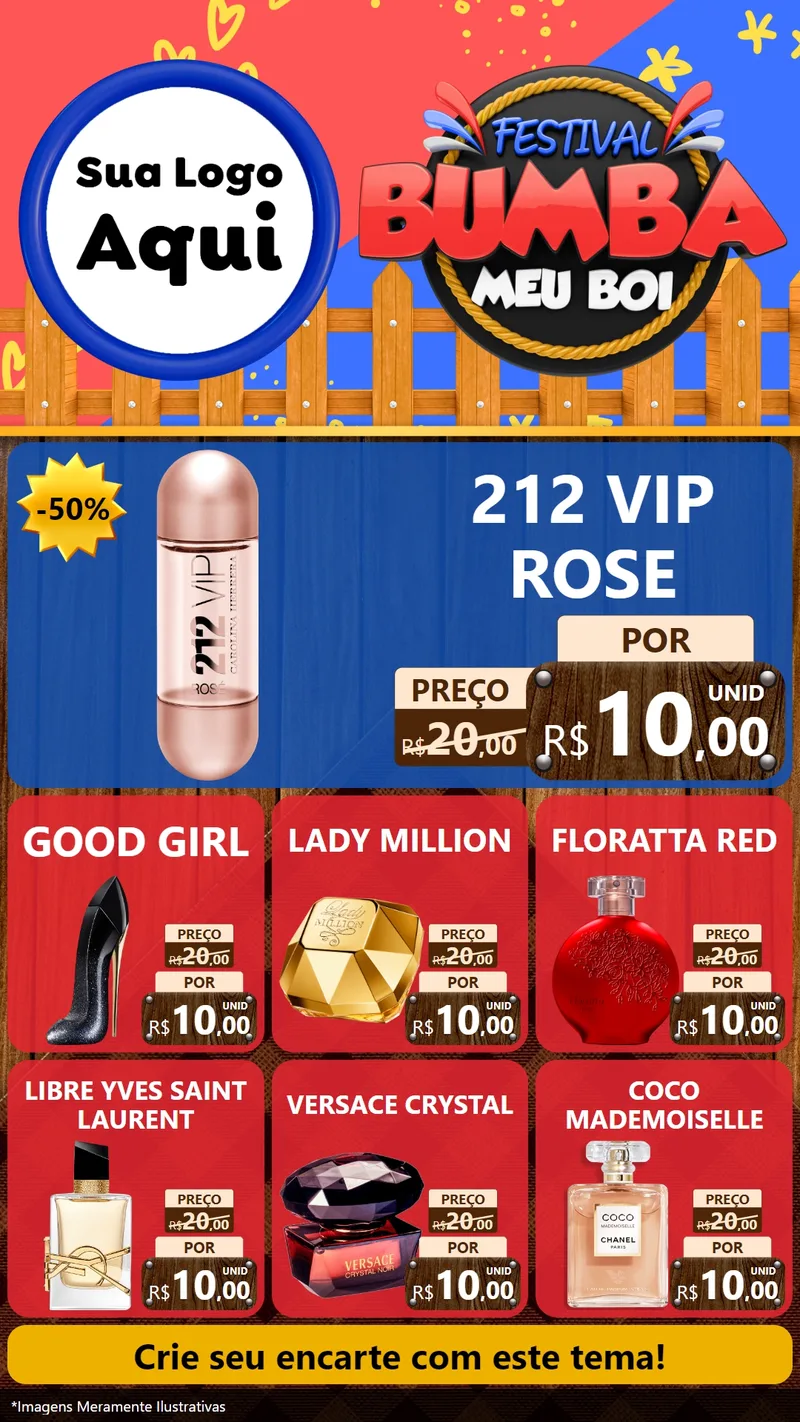 Modelo de Rede Social para Stories com o tema Festival Bumba Meu Boi para Perfumes